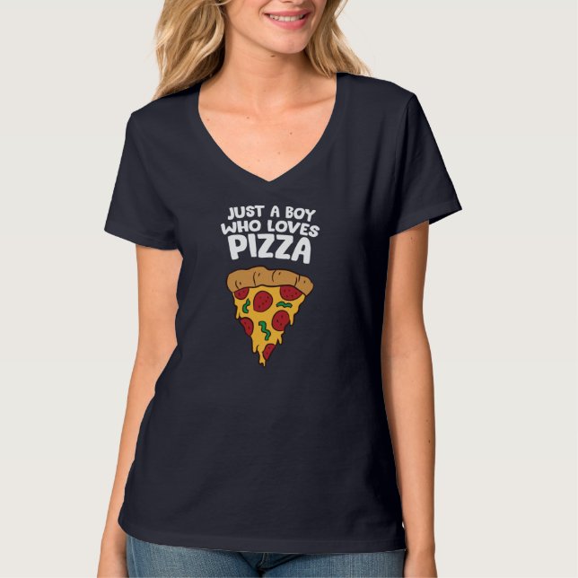 T-shirt Juste un garçon qui aime la pizza (Devant)