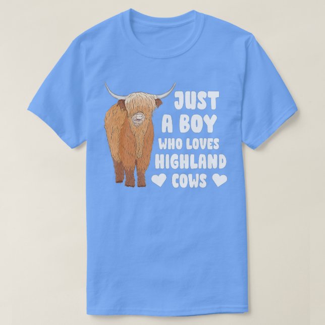 T-shirt Juste un garçon qui aime la vache écossaise Highla (Design devant)