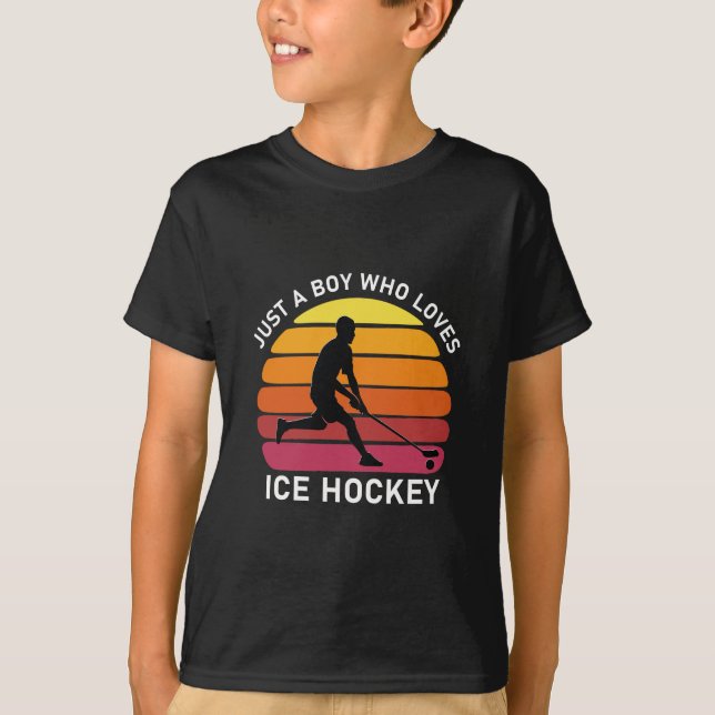 T-shirt Juste un garçon qui aime le hockey sur glace (Devant)