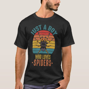 T-shirt Juste Un Garçon Qui Aime Les Araignées Rétro Vinta
