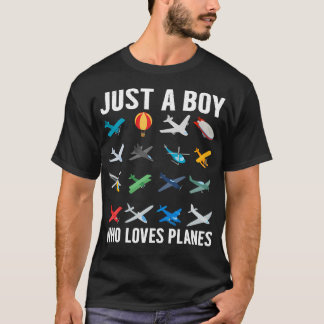 T-shirt Juste Un Garçon Qui Aime Les Avions Amusing Cadeau