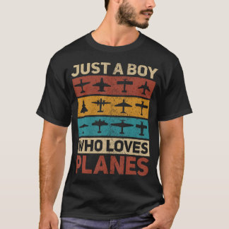 T-shirt Juste Un Garçon Qui Aime Les Avions Pilote Avion A