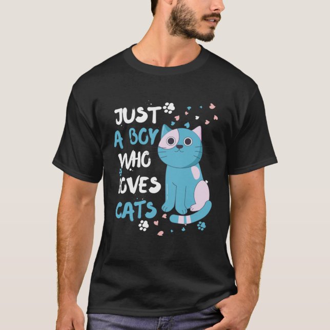 T-SHIRT JUSTE UN GARÇON QUI AIME LES CHATS ET CUTE CAT (Devant)