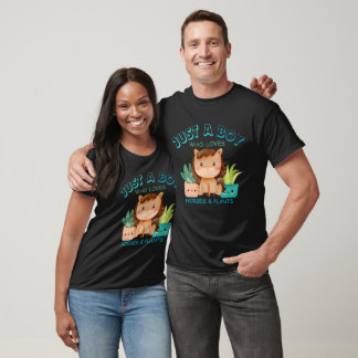 T-shirt Juste un garçon qui aime les chevaux et les Plante