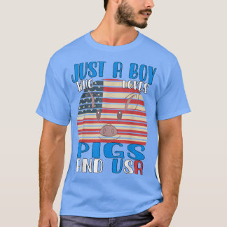 T-shirt Juste un garçon qui aime les cochons et les USA