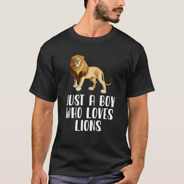 T-shirt Juste un garçon qui aime les lions (Devant)