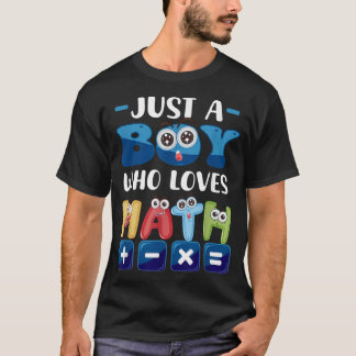 T-shirt Juste Un Garçon Qui Aime Les Maths Cartoon Style N