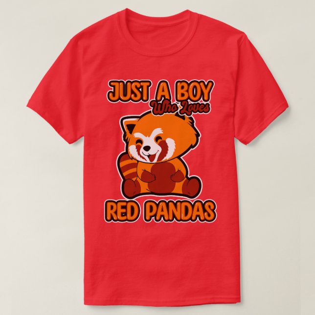 T-shirt Juste un garçon qui aime les pandas rouges 1 (Design devant)