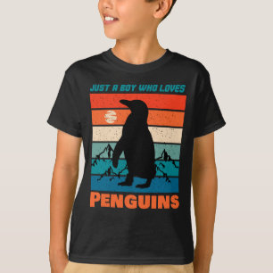 T-shirt Juste un garçon qui aime les pingouins - Retro Ani