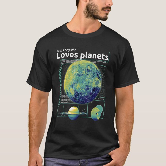 T-shirt Juste un garçon qui aime les planètes et l'espace  (Devant)