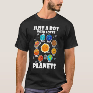 T-shirt Juste un garçon qui aime les planètes et l'espace 