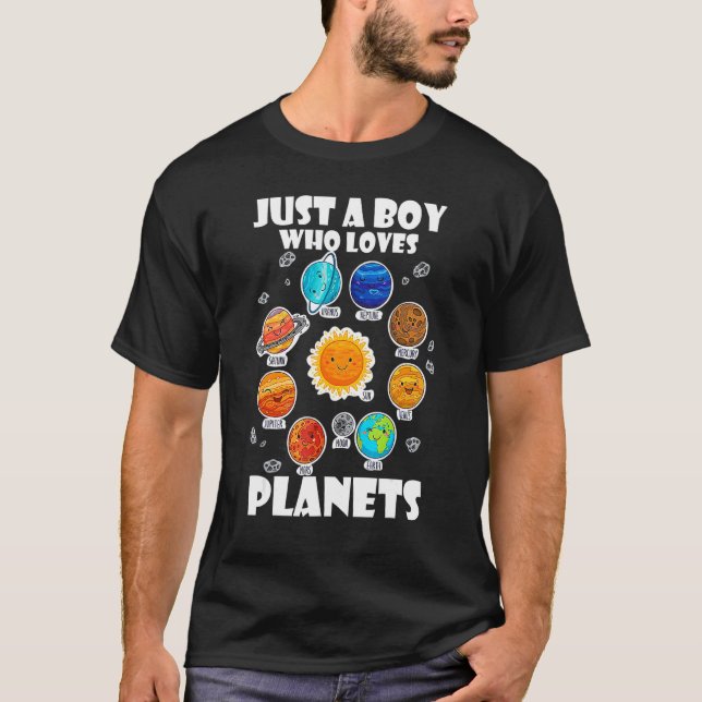 T-shirt Juste un garçon qui aime les planètes et l'espace  (Devant)