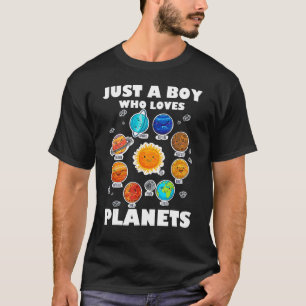 T-shirt Juste un garçon qui aime les planètes et l'espace 