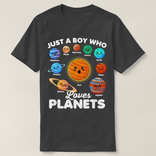 T-shirt Juste un garçon qui aime les planètes s'amuser Sys (Design devant)