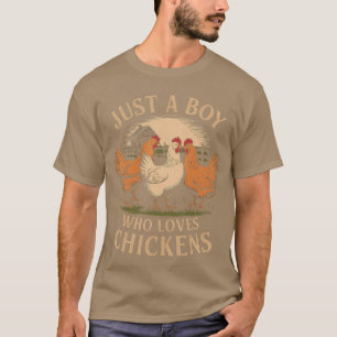 T-shirt Juste un garçon qui aime les poulets Ferme Vie Vin