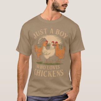 T-shirt Juste un garçon qui aime les poulets Ferme Vie Vin