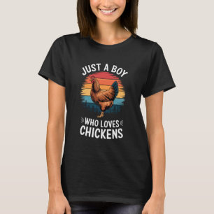T-shirt Juste un garçon qui aime les poulets Retro Ferme A