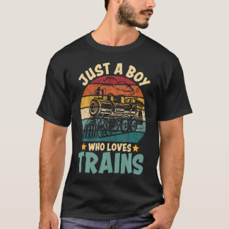 T-shirt Juste un garçon qui aime les trains Anniversaire r