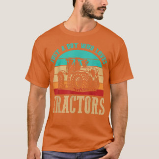 T-shirt Juste un garçon qui aime Tracteurs Farmer Family F