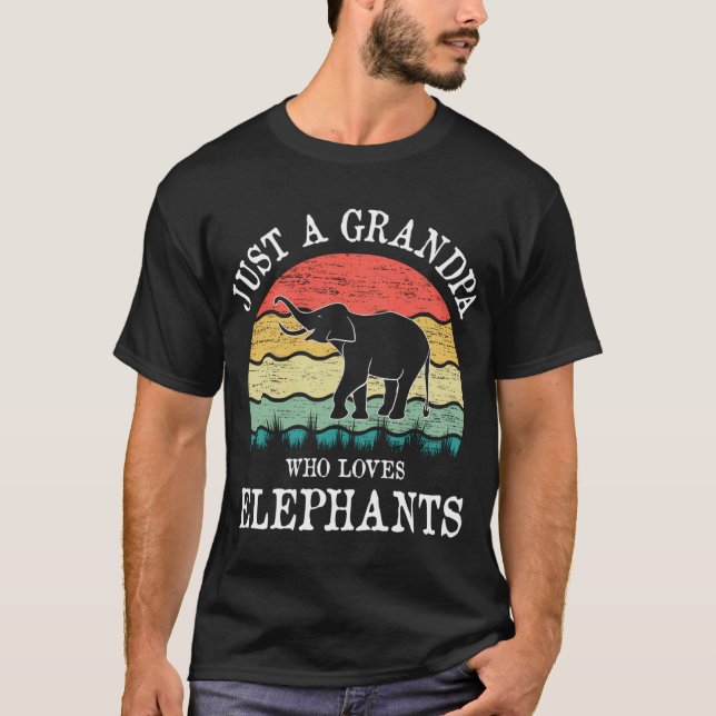 T-shirt Juste Un Grand-Père Qui Aime Les Éléphants Cadeau (Devant)