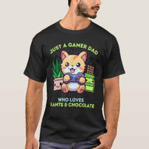 T-shirt Juste un papa joueur qui aime les chats les plante