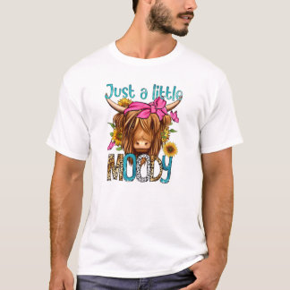 T-shirt Juste Un Petit Moody Funny Vache Heifer Bleached