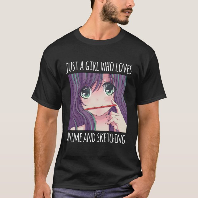 T-shirt Juste Un Qui Aime L'Anime Et L'Esquisse Dessin (Devant)
