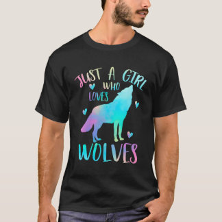 T-shirt Juste Un Qui Aime Les Loups Aquarelle Wolf