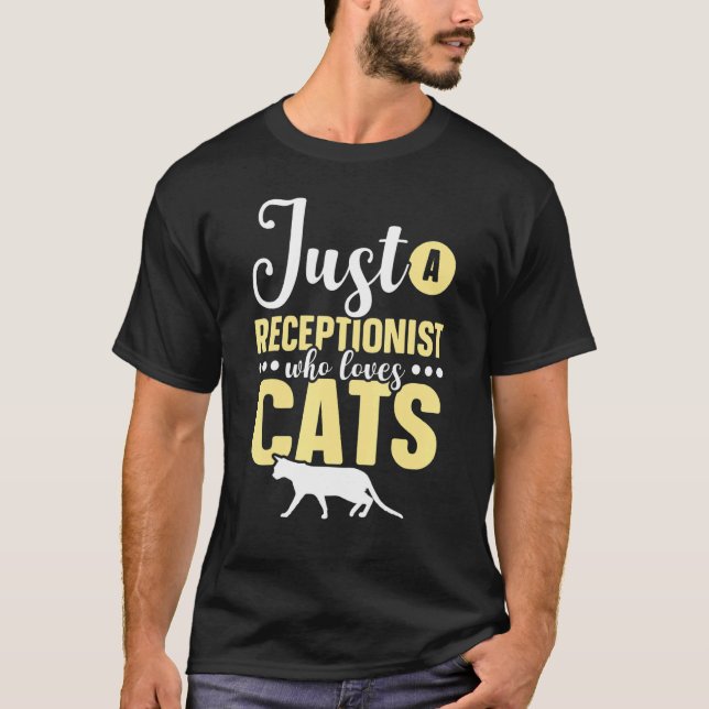 T-shirt Juste Un Réceptionniste Qui Aime Les Chats Avant B (Devant)