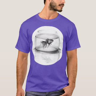 T-shirt Juste un voeu Goldfish dans un dessin au crayon de