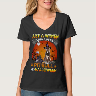 T-shirt Juste Une Femme Qui Aime Pitbull Et Hallowene