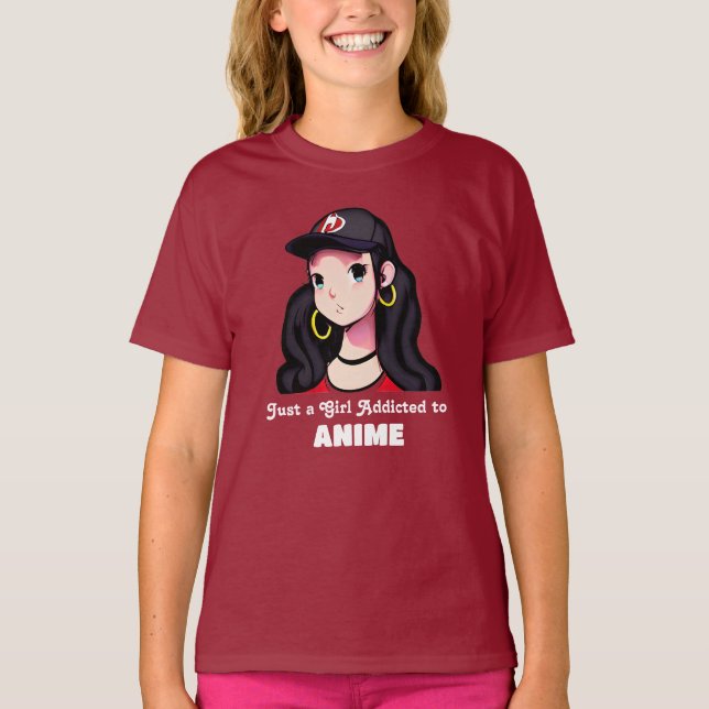 T-shirt Juste une fille accro à l'alcool | Rouge et noir (Devant)