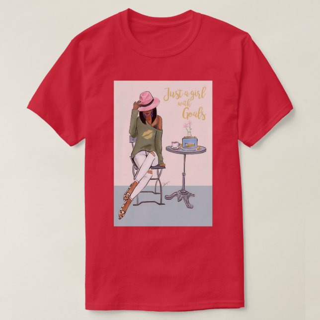 T-shirt Juste Une Fille Avec Des Buts Peau Noire (Design devant)