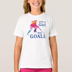 T-shirt Juste une fille avec des objectifs Hockey Aquarell