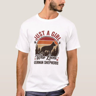 T-shirt Juste Une Fille Berger Allemand Vintage Amoureux D