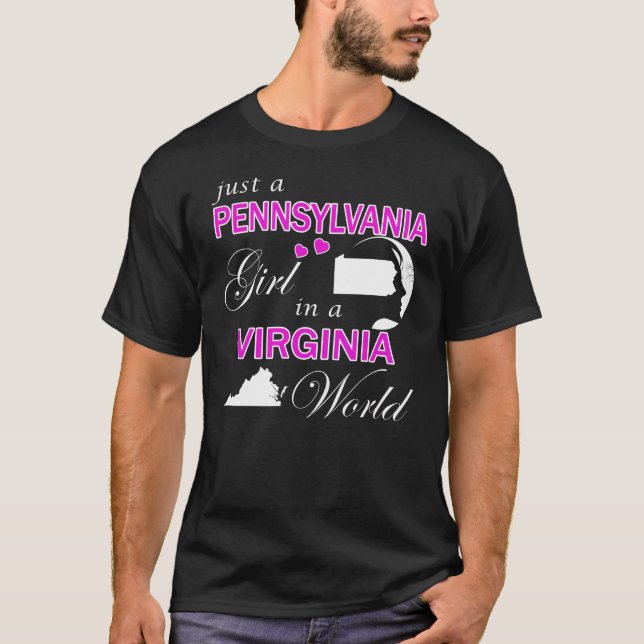 T-shirt Juste une fille de Pennsylvanie dans un monde de V (Devant)