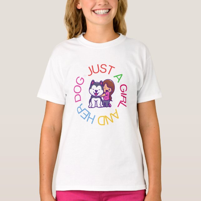 T-shirt Juste une fille et son chien (Devant)