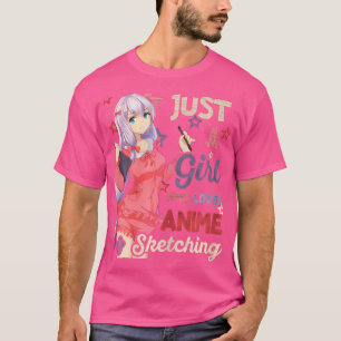 T-shirt Juste Une Fille Qui Aime Anime Cadeau Tee Sketchin