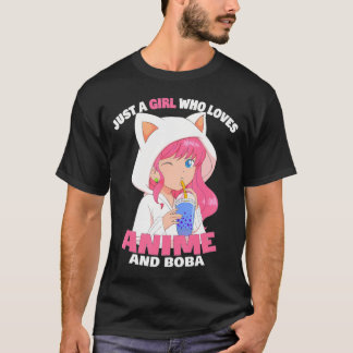 T-shirt Juste Une Fille Qui Aime Anime Et Boba Anime Girl