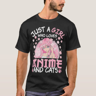 T-shirt Juste Une Fille Qui Aime Anime Et Chats Anim Japon