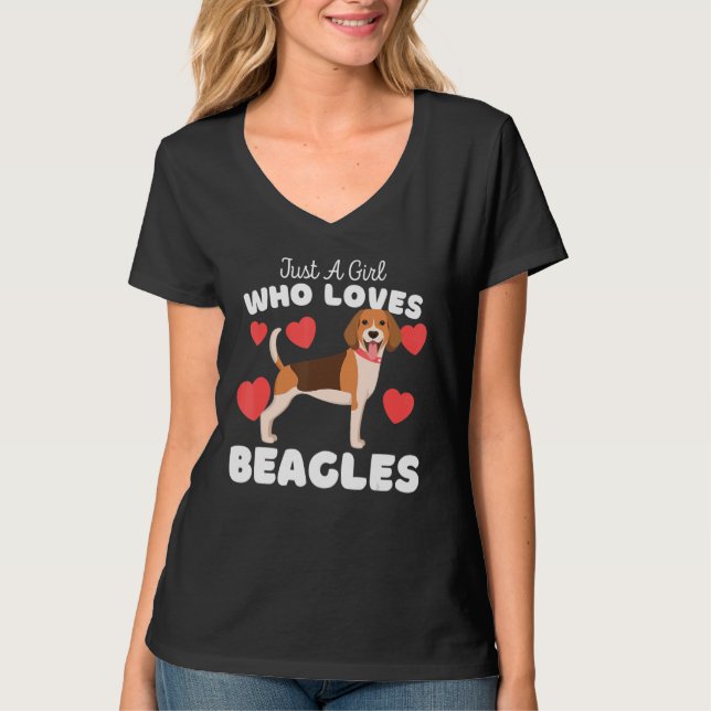 T-shirt Juste une fille qui aime Beagle mignon Beagle chie (Devant)