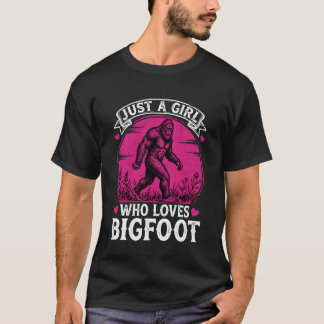 T-shirt Juste Une Fille Qui Aime Bigfoot Rétro Rose Sasqua
