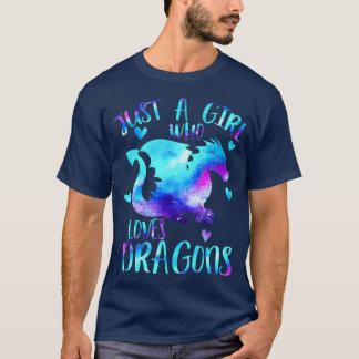 T-shirt Juste une fille qui aime Dragons Galaxy Space mign
