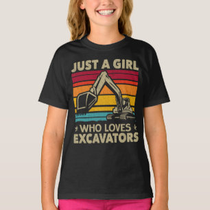 T-shirt Juste une fille qui aime Excavateurs Rétro Excavat