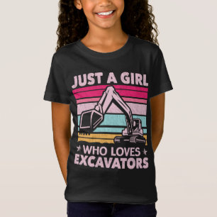 T-Shirt Juste une fille qui aime Excavateurs Rétro Excavat