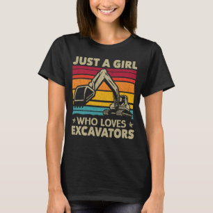 T-shirt Juste une fille qui aime Excavateurs Rétro Excavat