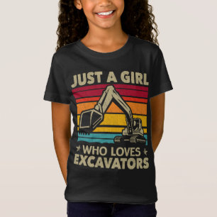 T-Shirt Juste une fille qui aime Excavateurs Rétro Excavat