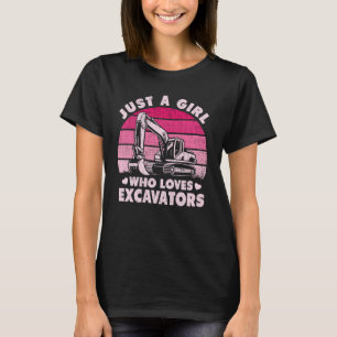 T-shirt Juste une fille qui aime Excavateurs Rétro Excavat