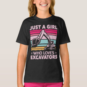 T-shirt Juste une fille qui aime Excavateurs Rétro Excavat