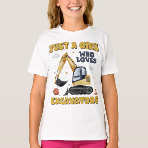 T-shirt Juste une fille qui aime Excavateurs Rétro Excavat